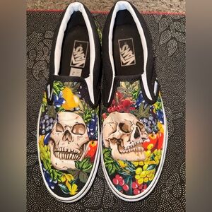 Vans Colorful Skull and Fruit Slip-Ons